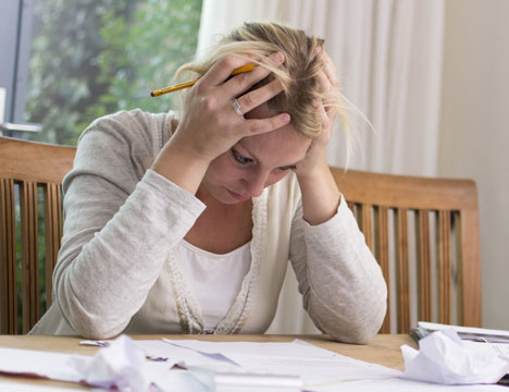 Woman with bills